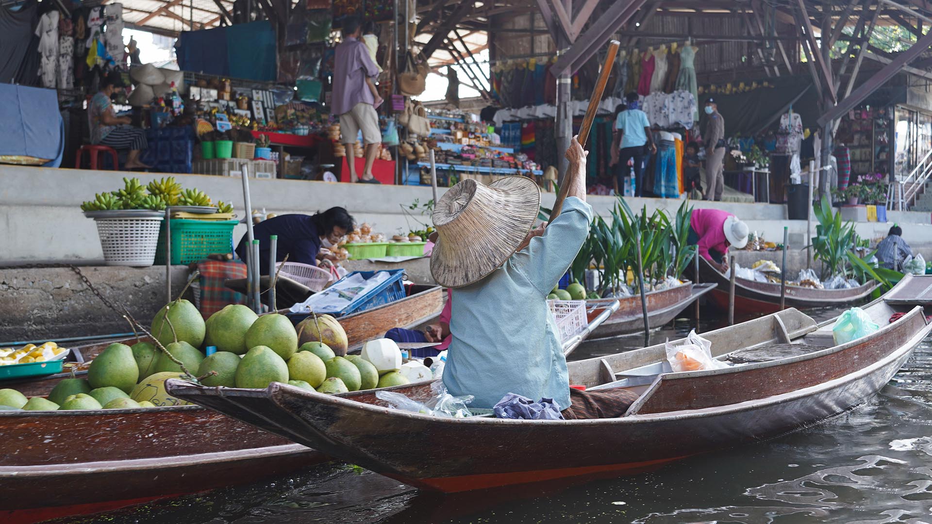 Paddelboot am Damnoen Saduak Floating Market